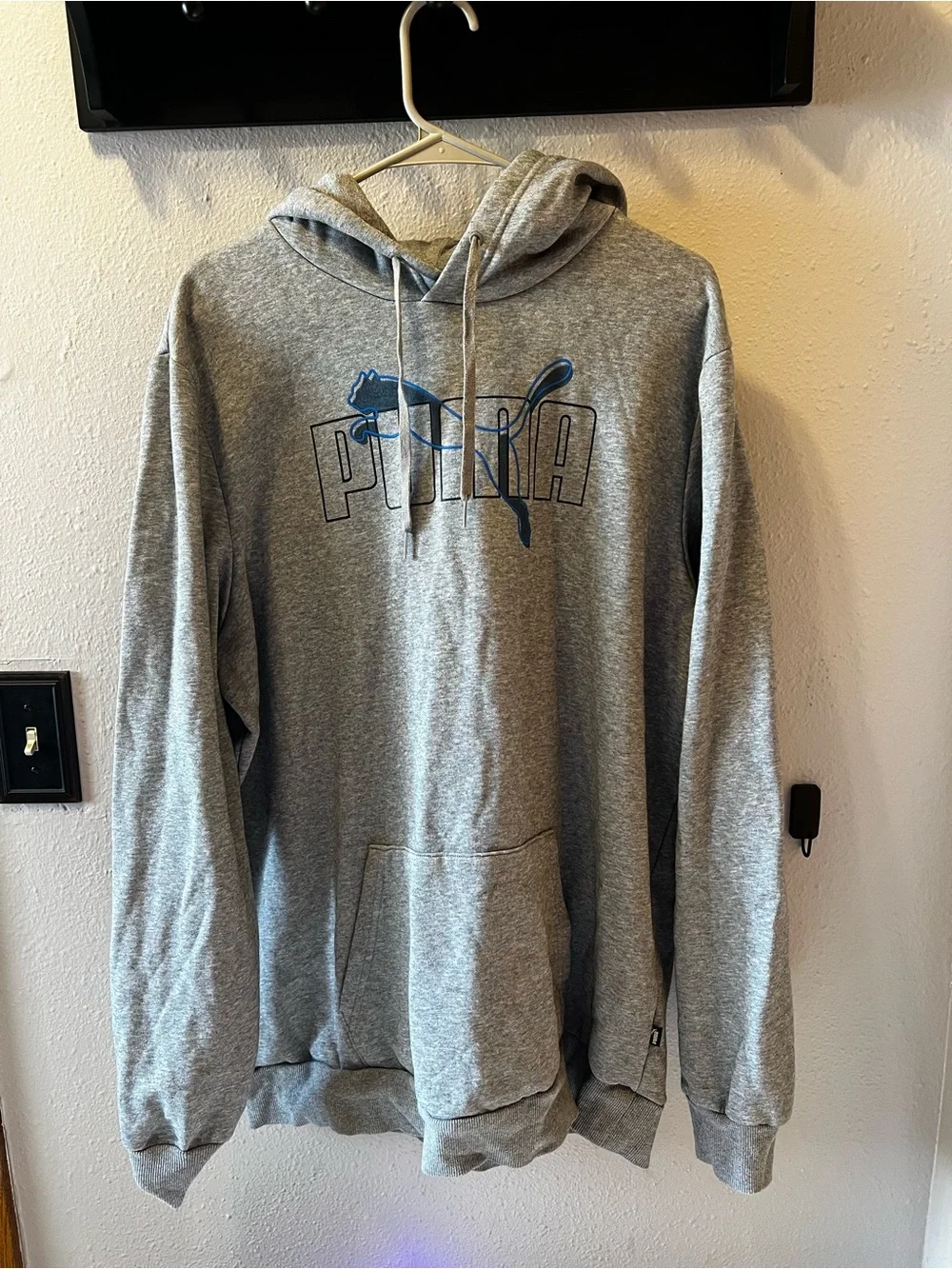 Puma Gray Pullover Hoodie with Blue Logo
